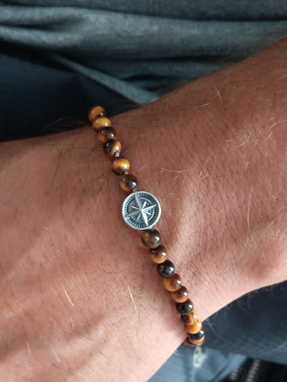David Yurman Men's Compass Tiger's Eye Sterling Silver Spiritual Beaded Bracelet